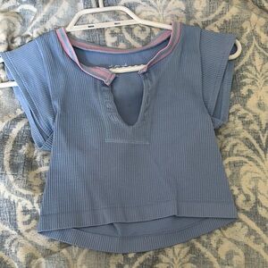 Urban Outfitters Blue and Pink Ribbed Top